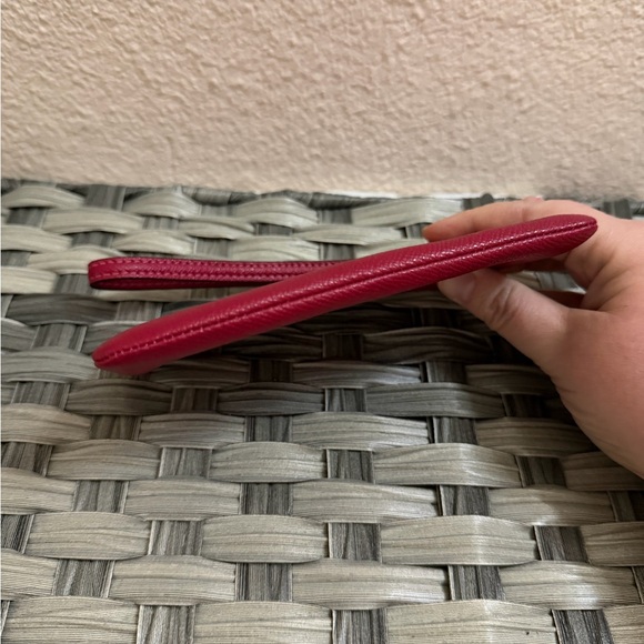 Coach Red Pebbled Leather Wristlet Zip Pouch Wallet - Picture 5 of 16